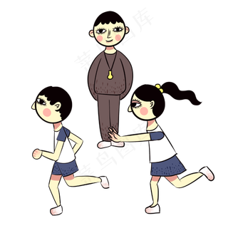 手绘矢量卡通可爱教师节老师和学