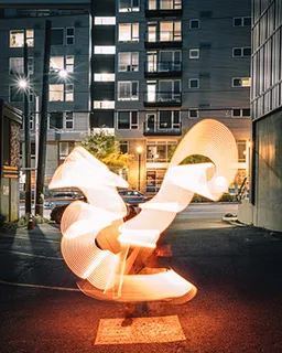 立体空间住宅发光建筑摄影图