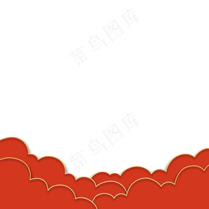 七夕情人节立体金边红色祥云