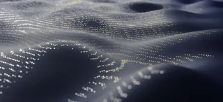 三维渲染科学浪潮抽象技术粒子网格背景。