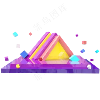 C4D双十一狂欢节紫色三角形舞