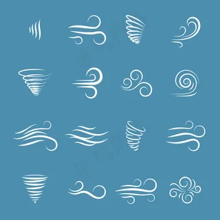 风的图标自然，波浪流动，凉爽的天气，气候和运动，矢量插图