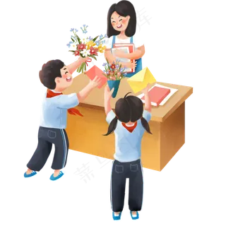 教师节送老师礼物的学生