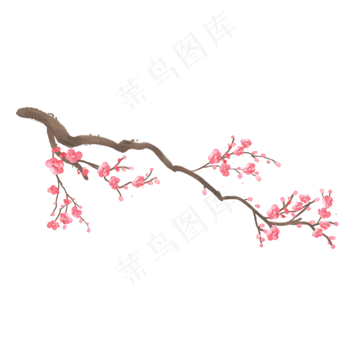 红色的梅花花枝树(2000X2000(DPI:300))psd模版下载