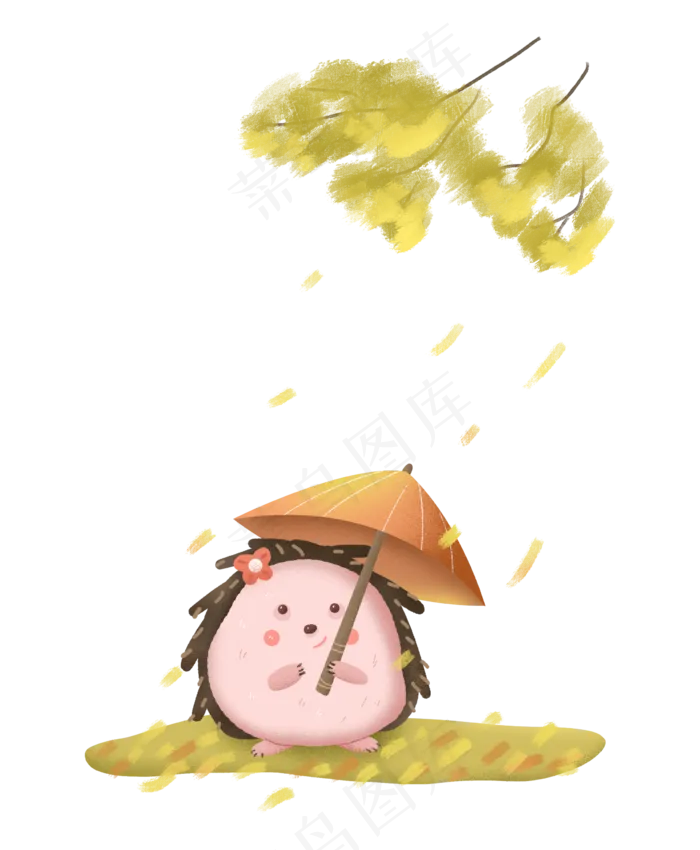 秋天秋日秋分动物刺猬落叶雨伞(2362X2869(DPI:300))psd模版下载