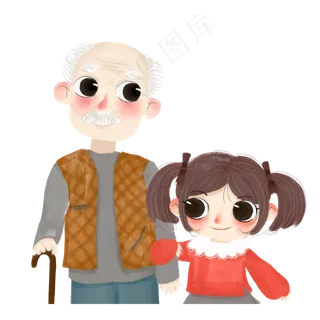 重阳节老爷爷和他的孙女可商用元
