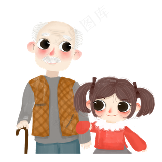 重阳节老爷爷和他的孙女可商用元