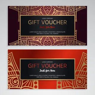 民族风格豪华礼券模板