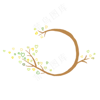 心叶树枝边框卡通手绘素材免费下