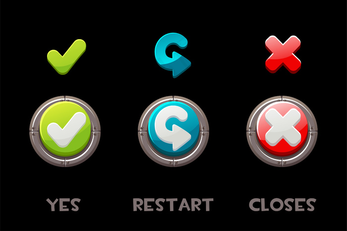 收集孤立的是，重新启动和关闭按钮和图标