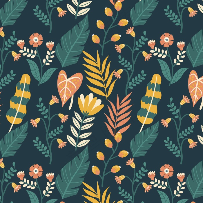 手绘异域花卉图案