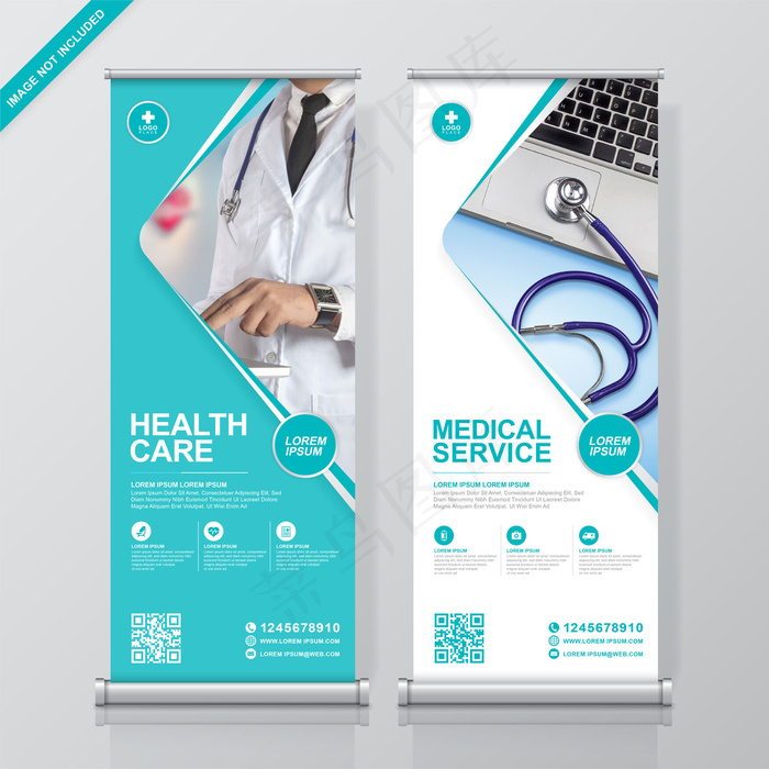 医疗保健汇总和站立横幅banner设计模板eps,ai矢量模版下载