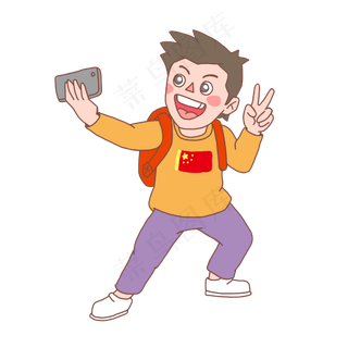 国庆节人物手绘