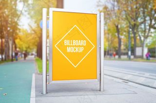 城市街道广告牌模型样机，海报，广告，广告设计展示