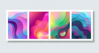 金属现代渐变活性混合渐变彩色剪纸艺术。