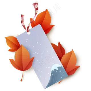 日式富士山书签和枫叶