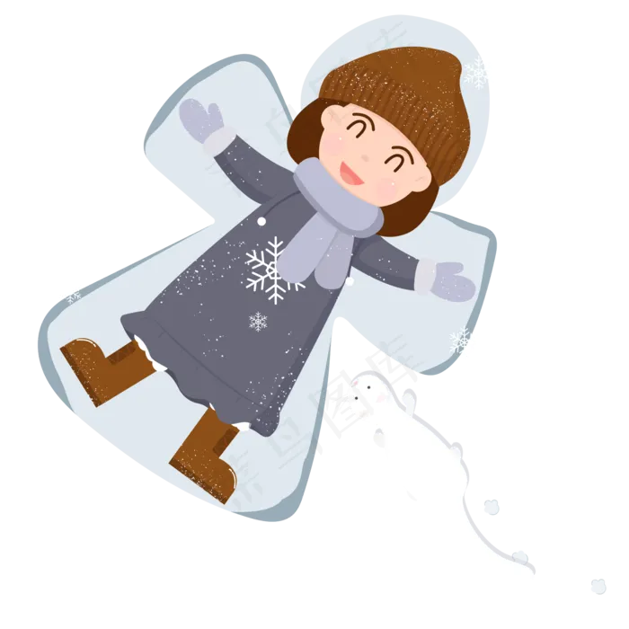 俯视冬天女孩和猫咪在雪地兴奋玩(2000X2000(DPI:300))psd模版下载