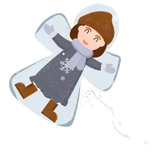 俯视冬天女孩和猫咪在雪地兴奋玩