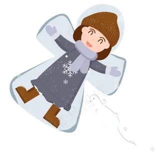 俯视冬天女孩和猫咪在雪地兴奋玩