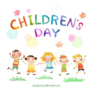 手绘儿童跳跃的背景