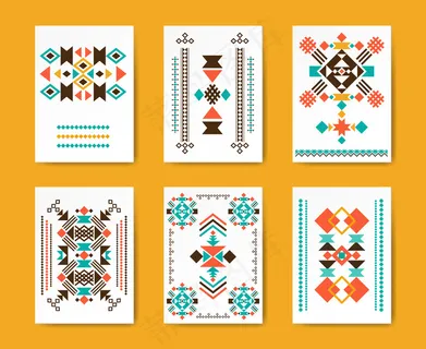 几何时尚部落三角宣传单,DM传单。民族传统，创意模式，