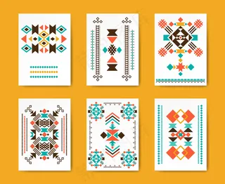 几何时尚部落三角宣传单,DM传单。民族传统，创意模式，