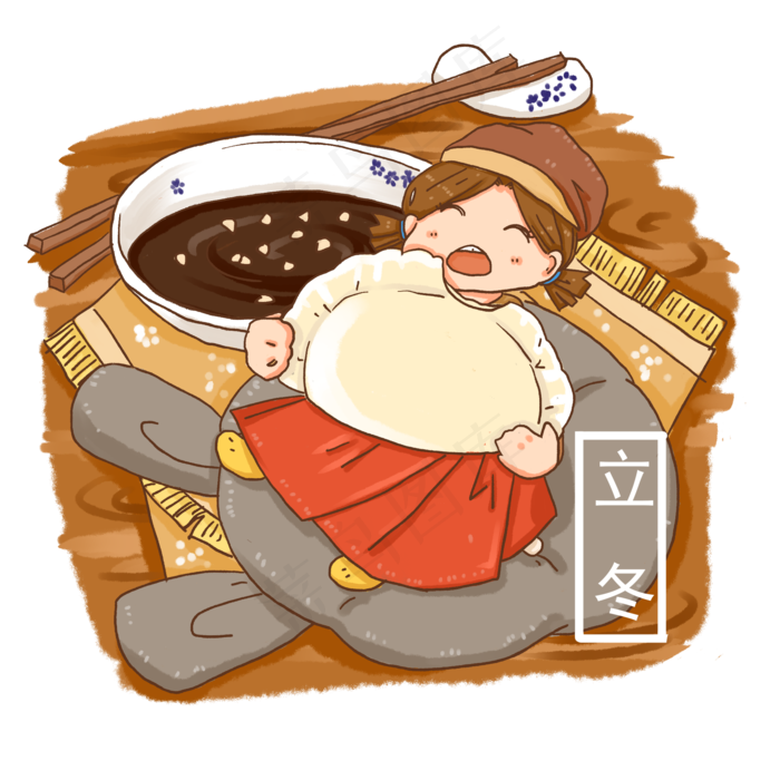 立冬场景人物商业元素吃饺子