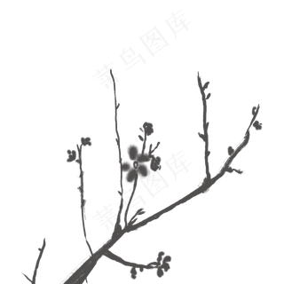 冬季水墨黑白梅花水墨写意唯美