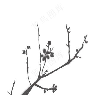 冬季水墨黑白梅花水墨写意唯美