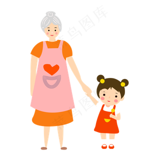 矢量的老奶奶和孙女人物设计