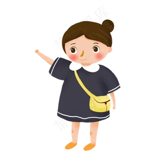 卡通上学的小女孩 卡通上学的小女孩
