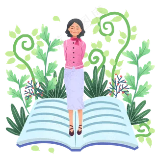 书本教师绿植老师