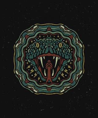 带有曼荼罗风格艺术的毒蛇徽章