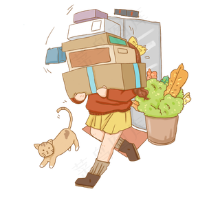 双十一商业购物人物元素搬快递