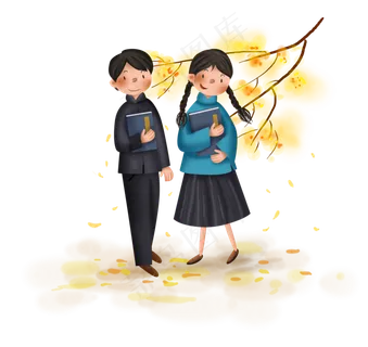 民国风秋季树下的学生