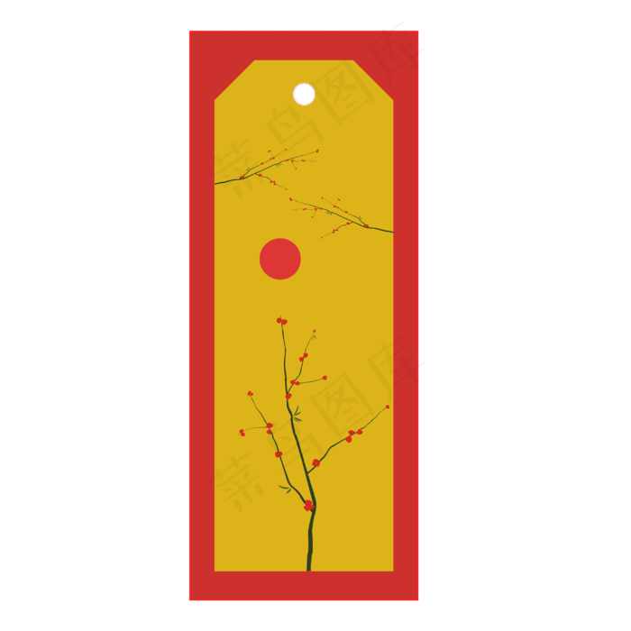 元旦新春梅花意境中国红框装饰书(3000X3000(DPI:300))psd模版下载