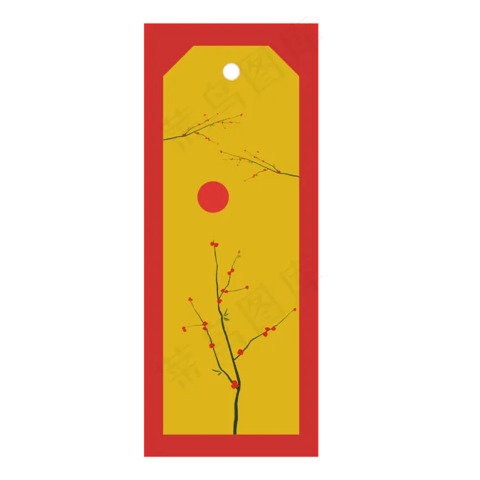 元旦新春梅花意境中国红框装饰书(3000X3000(DPI:300))psd模版下载