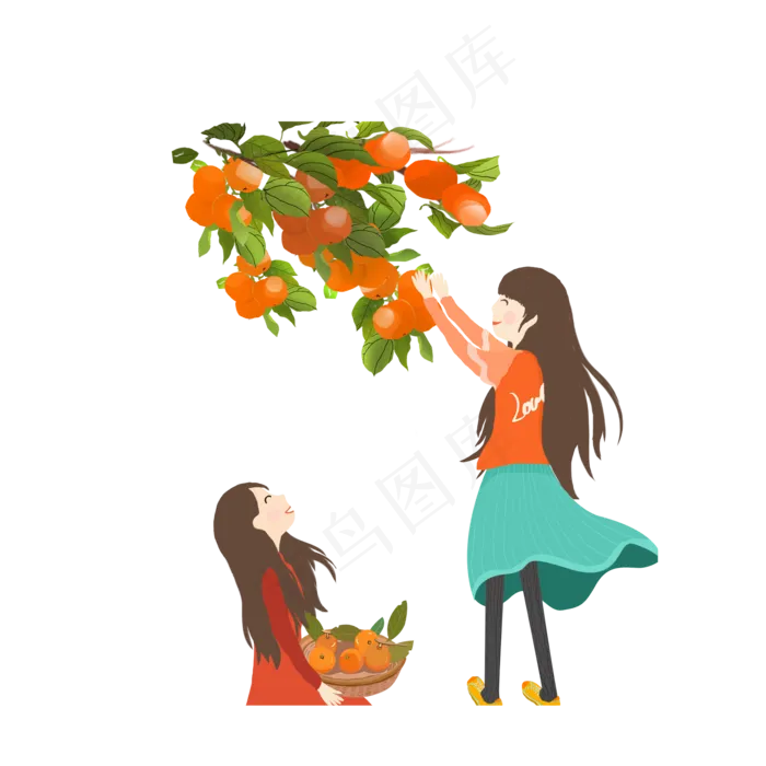 寒露时节摘柑橘的界面可商用元素(2000X2000(DPI:200))psd模版下载