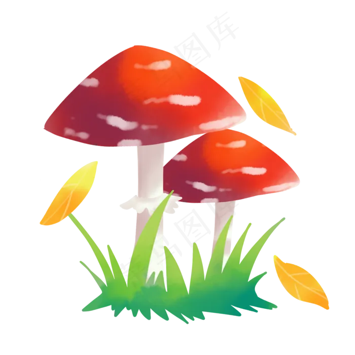 水彩秋季蘑菇花草(2000X2000(DPI:300))psd模版下载