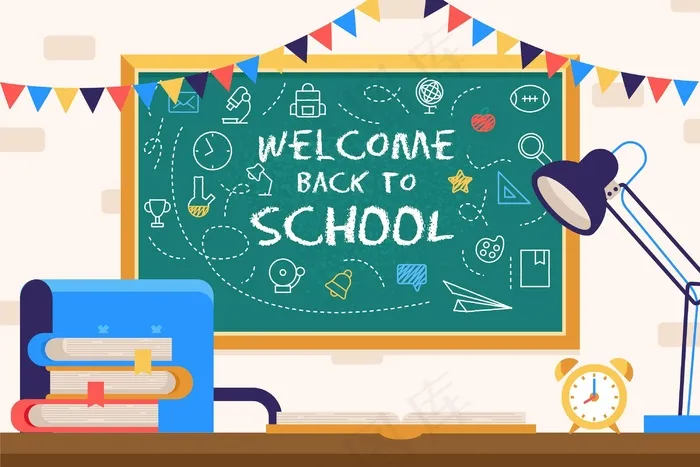 黑板回到学校背景eps,ai矢量模版下载