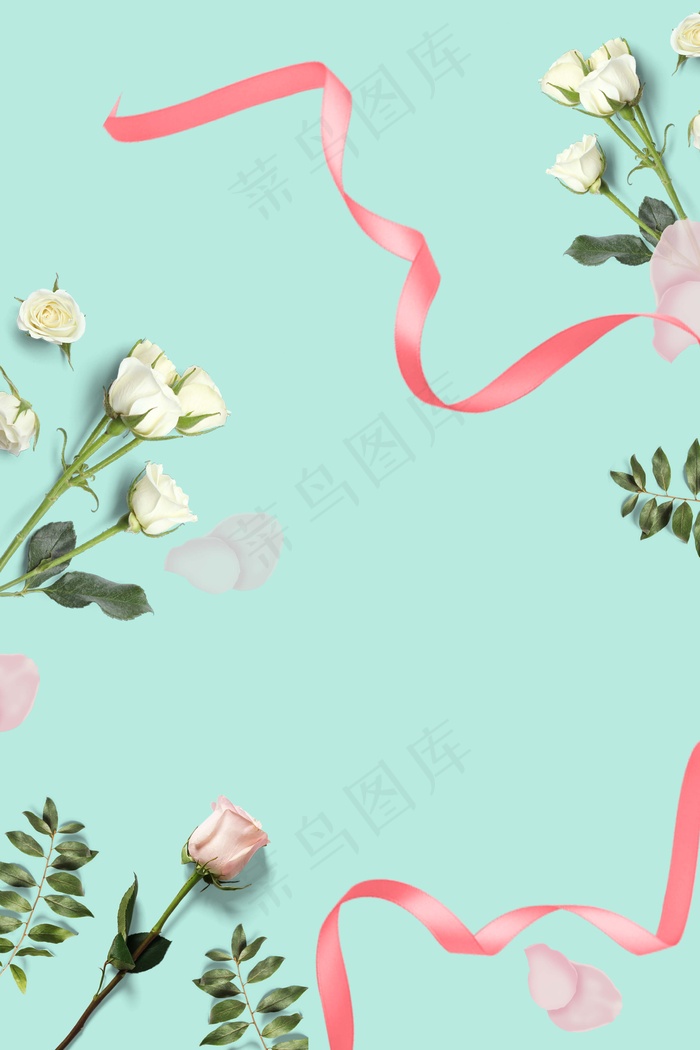 清新简洁七夕商场促销活动海报背景素材