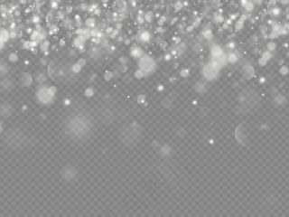 闪闪发光的魔法尘埃粒子被隔离在透明的背景上，白色的尘埃火花与星星闪耀着特殊的光芒，圣诞闪耀的灯光效果，闪耀着光芒，闪耀着光芒