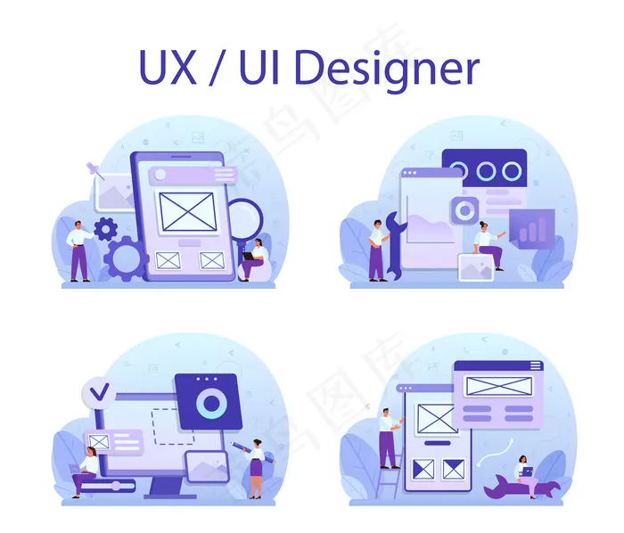 Ux ui设计器概念集插图eps,ai矢量模版下载