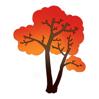 红色枫树大树PNG素材