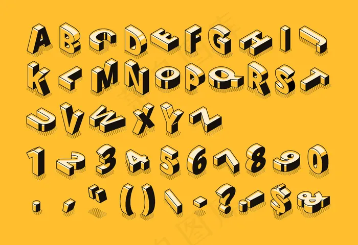 等距线字体和半色调字母eps,ai矢量模版下载