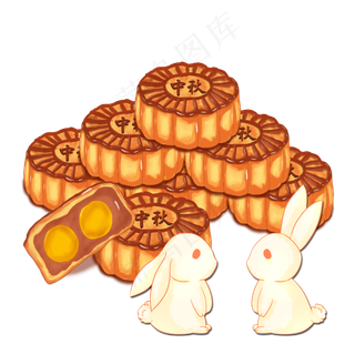 双黄蛋月饼兔子