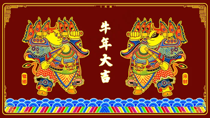牛年大吉国潮中国风(2880*1620px 300 dpi )psd模版下载
