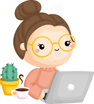 一个用笔记本电脑工作的女孩的照片