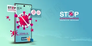 手机app移动应用和web应用上的Covid-19横幅banner