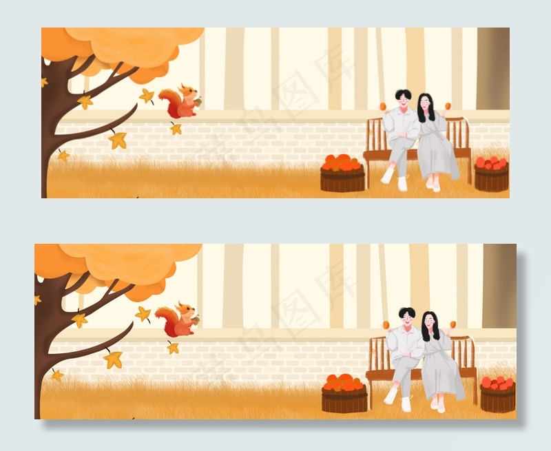 秋日野外情侣悠闲生活服装促销背景